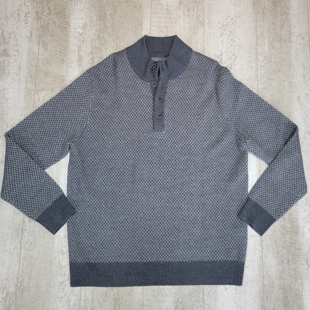 UNTUCKit Collier Printed Pattern Grey Pullover Sweater L